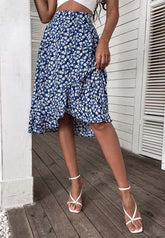 Überlappender Rüschenrock mit Blumendruck